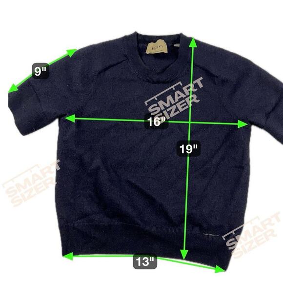 Elie Tahari 100% Merino Wool Short Sleeve Sweater Navy Blue Size L RUNS SMALL - Picture 7 of 11